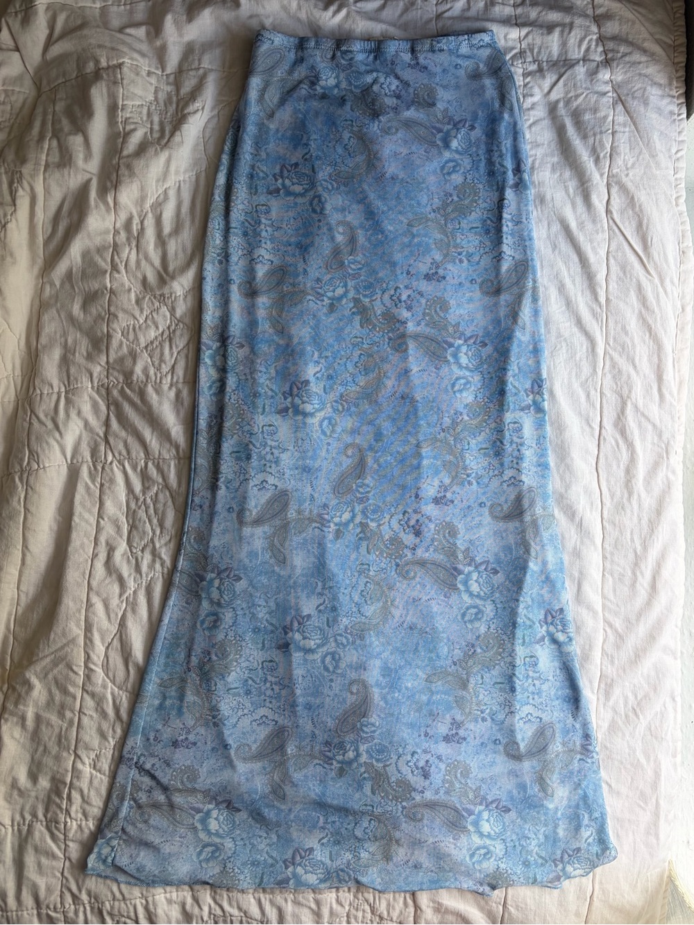 See You Monday Blue Paisley Mesh Maxi Skirt XS Y2K Fairycore